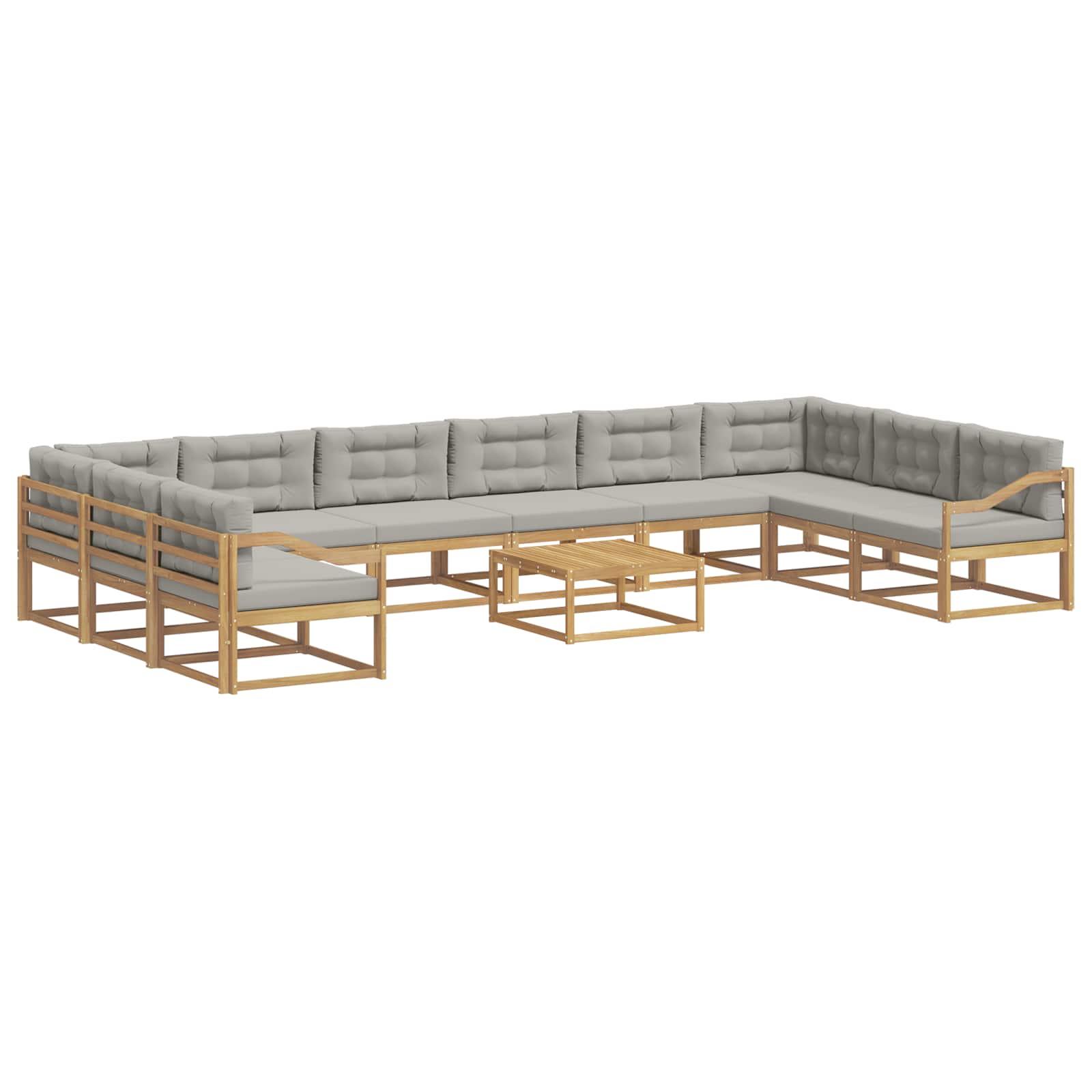 Buiten bankenset met kussen 11 pcs Wit en Lichtgrijs is nu te koop bij PeponiXL, paradijselijk wonen!