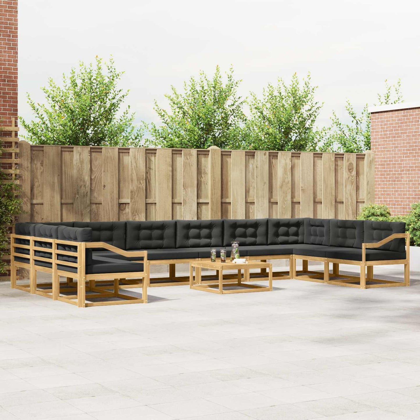 Buiten bankenset met kussen 11 pcs Wit en antracietkleurig is nu te koop bij PeponiXL, paradijselijk wonen!
