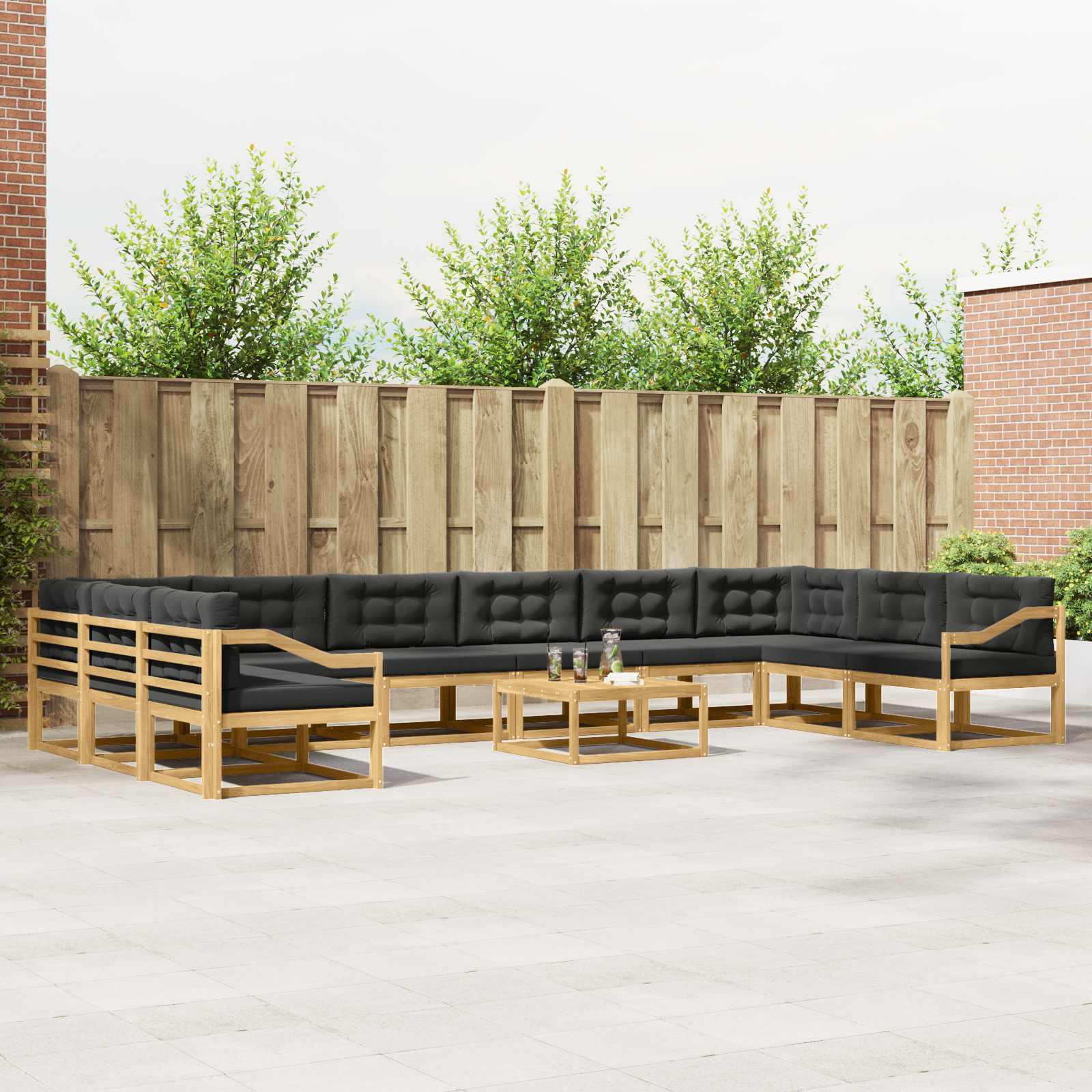 Buiten bankenset met kussen 11 pcs Wit en antracietkleurig is nu te koop bij PeponiXL, paradijselijk wonen!