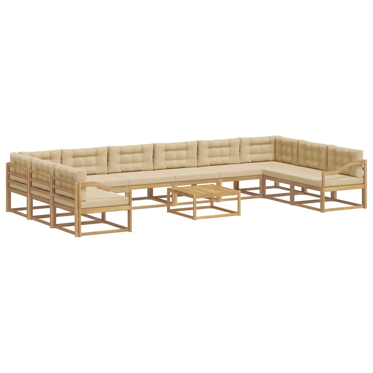 Buiten bankenset met kussen 11 pcs Wit en Beige is nu te koop bij PeponiXL, paradijselijk wonen!