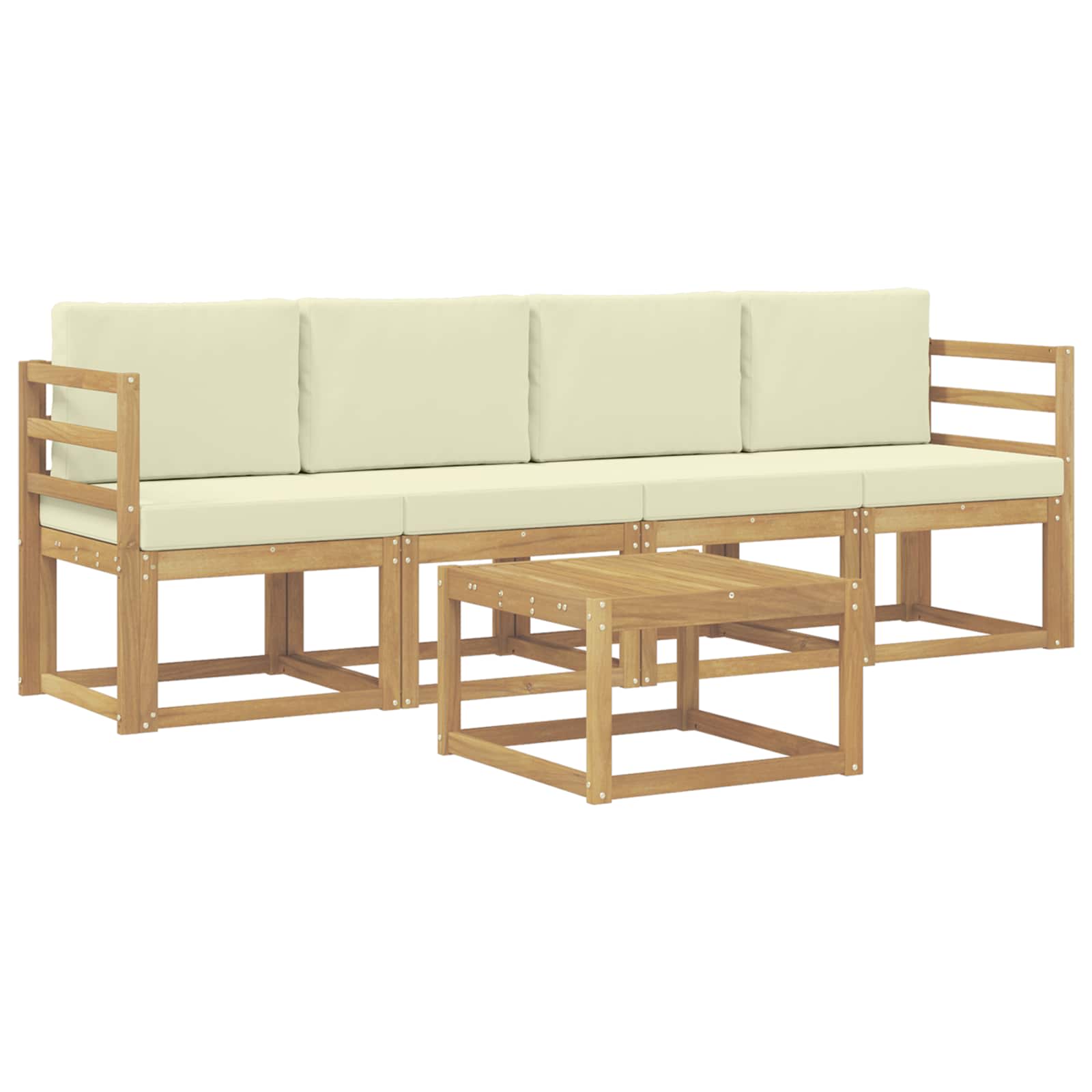Buiten bankenset met kussen 5 pcs Wit en crèmekleurig is nu te koop bij PeponiXL, paradijselijk wonen!