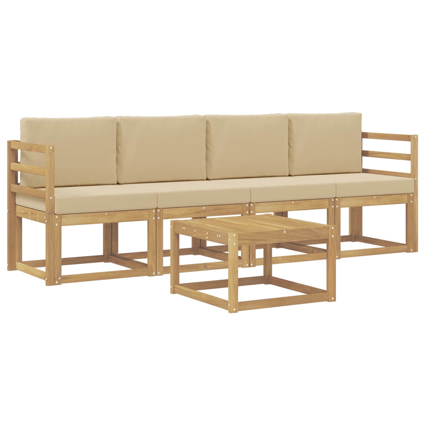 Buiten bankenset met kussen 5 pcs Wit en Beige is nu te koop bij PeponiXL, paradijselijk wonen!