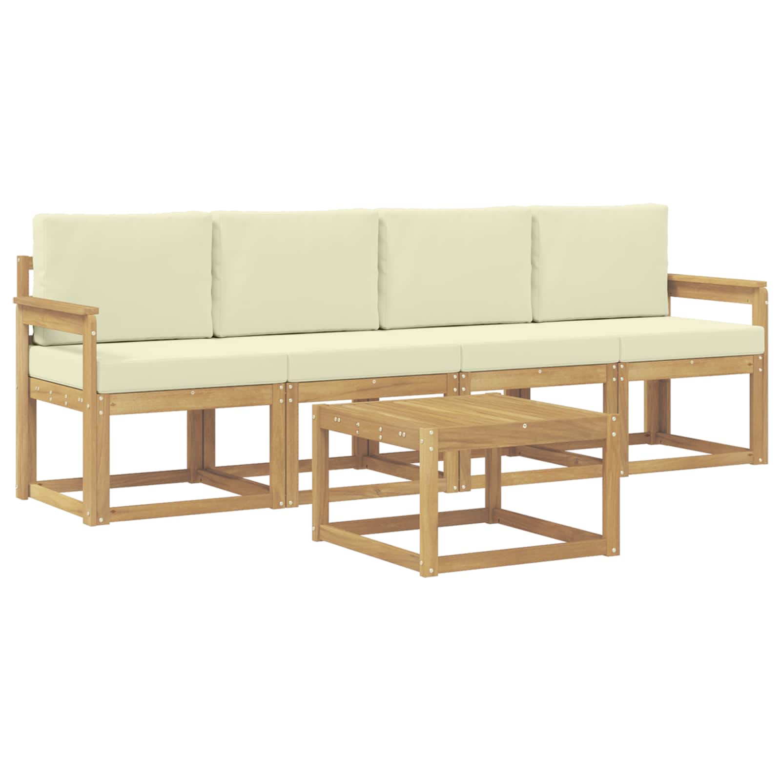 Buiten bankenset met kussen 5 pcs Wit en crèmekleurig is nu te koop bij PeponiXL, paradijselijk wonen!