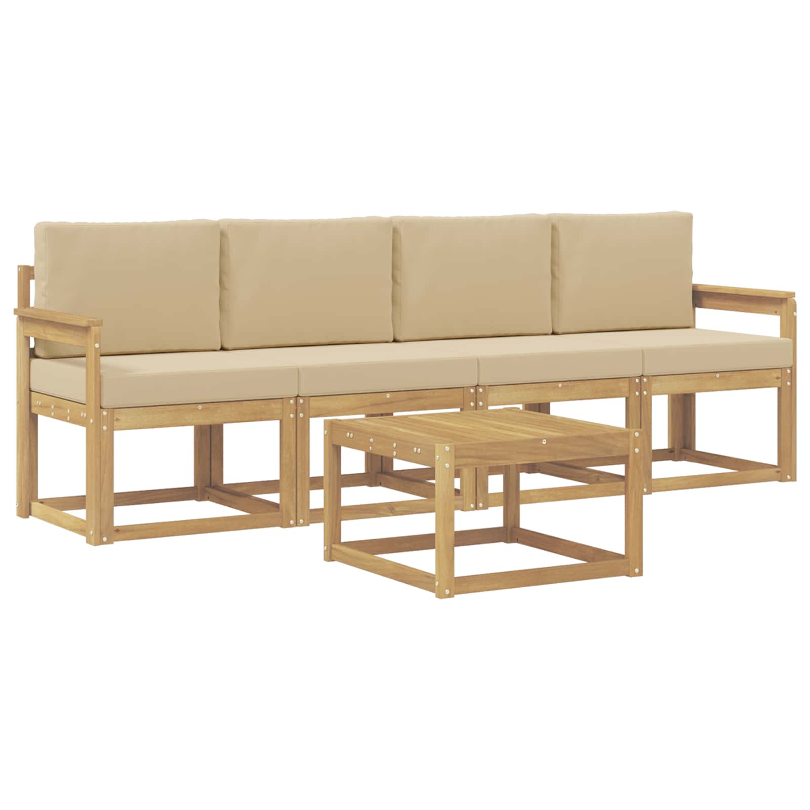 Buiten bankenset met kussen 5 pcs Wit en Beige is nu te koop bij PeponiXL, paradijselijk wonen!