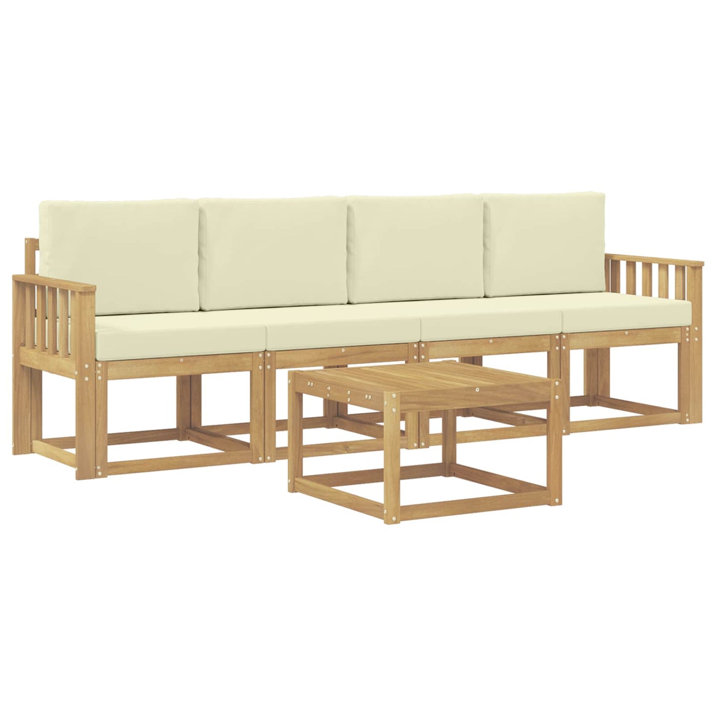 Buiten bankenset met kussen 5 pcs Wit en crèmekleurig is nu te koop bij PeponiXL, paradijselijk wonen!