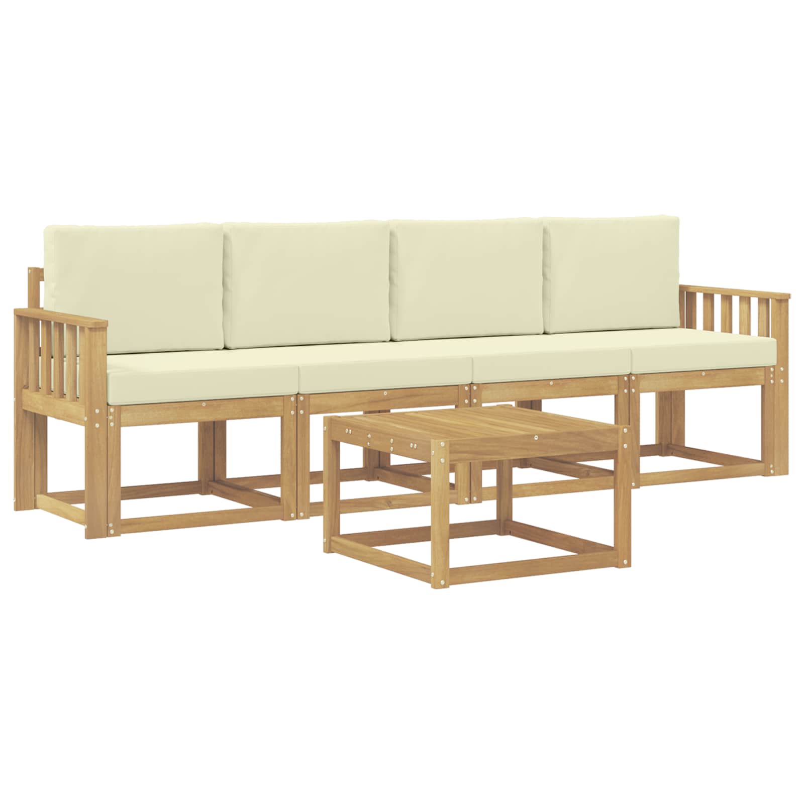 Buiten bankenset met kussen 5 pcs Wit en crèmekleurig is nu te koop bij PeponiXL, paradijselijk wonen!