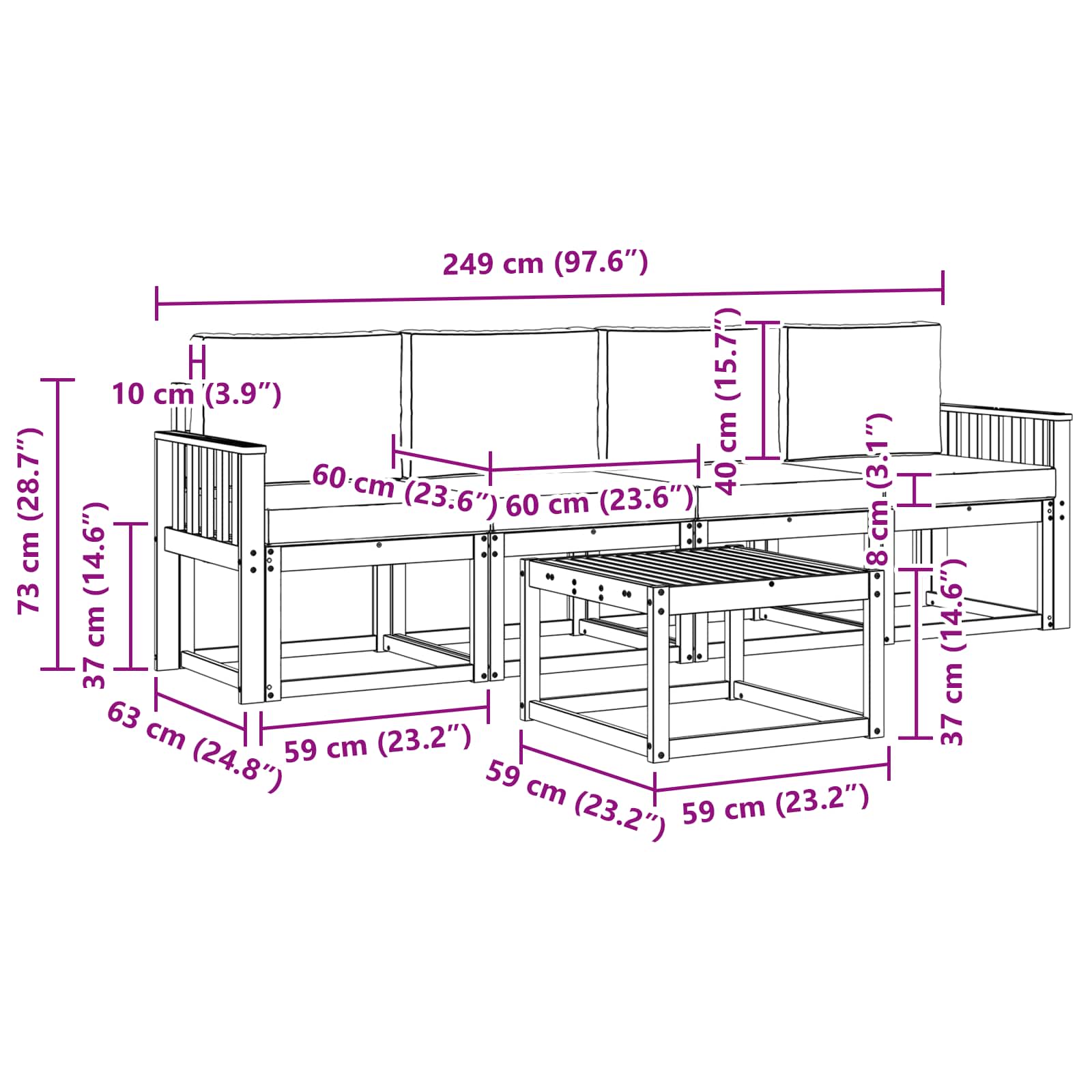 Buiten bankenset met kussen 5 pcs Wit en antracietkleurig is nu te koop bij PeponiXL, paradijselijk wonen!