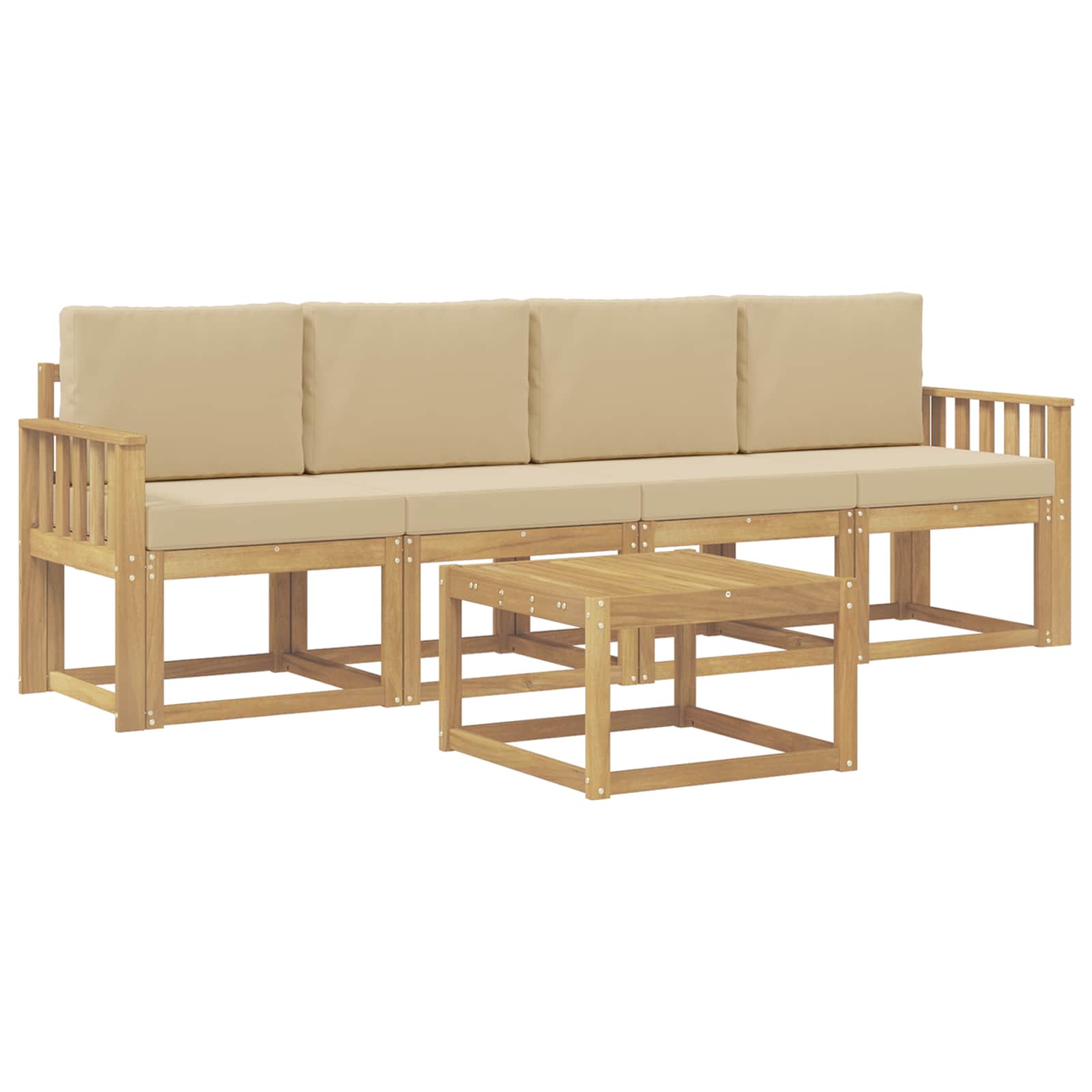 Buiten bankenset met kussen 5 pcs Wit en Beige is nu te koop bij PeponiXL, paradijselijk wonen!