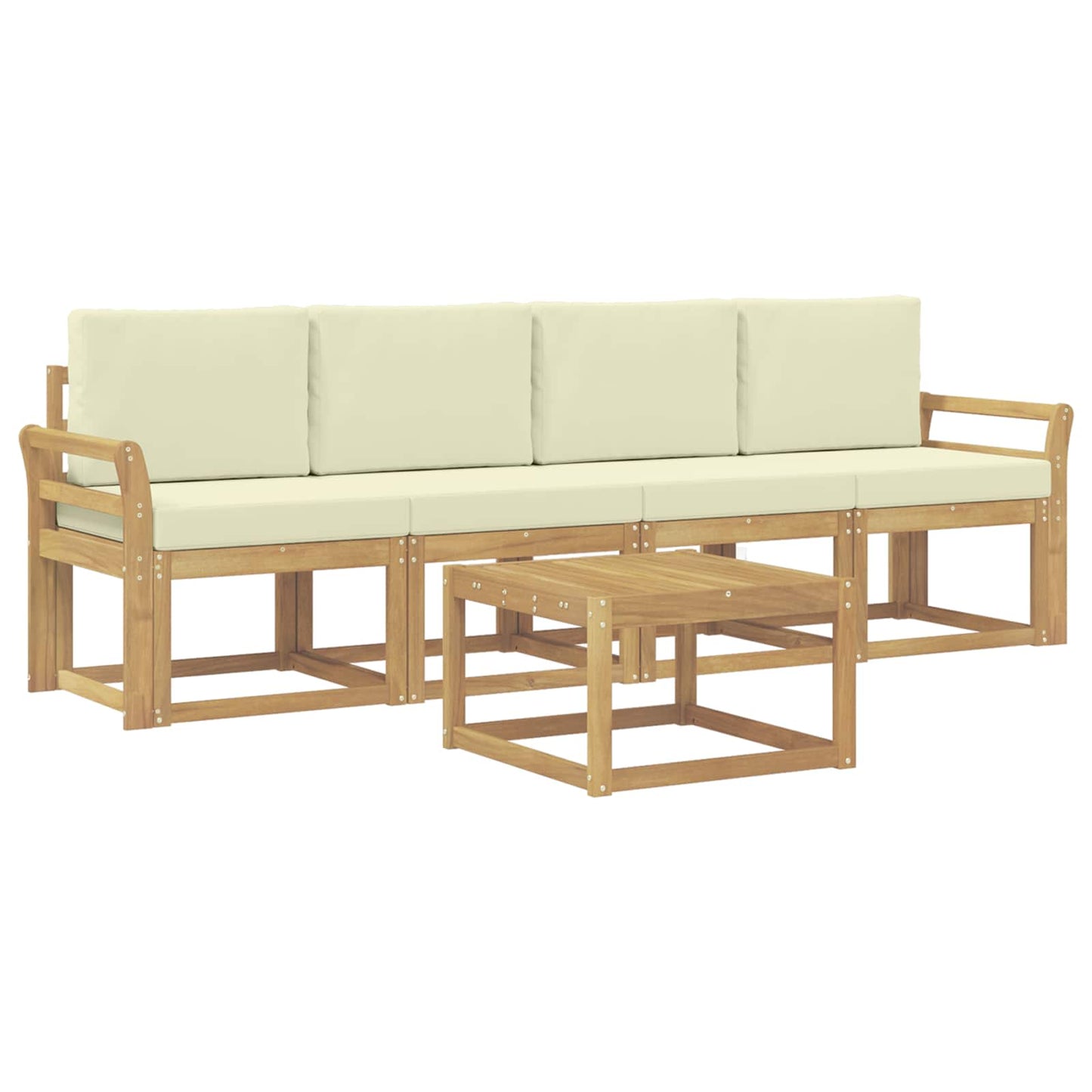 Buiten bankenset met kussen 5 pcs Wit en crèmekleurig is nu te koop bij PeponiXL, paradijselijk wonen!