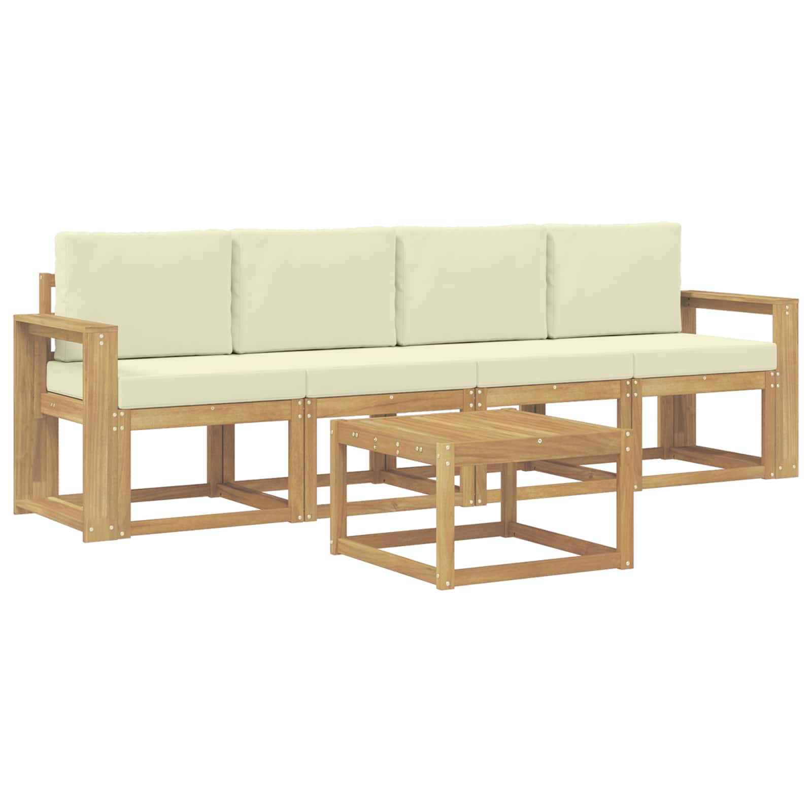 Buiten bankenset met kussen 5 pcs Wit en crèmekleurig is nu te koop bij PeponiXL, paradijselijk wonen!