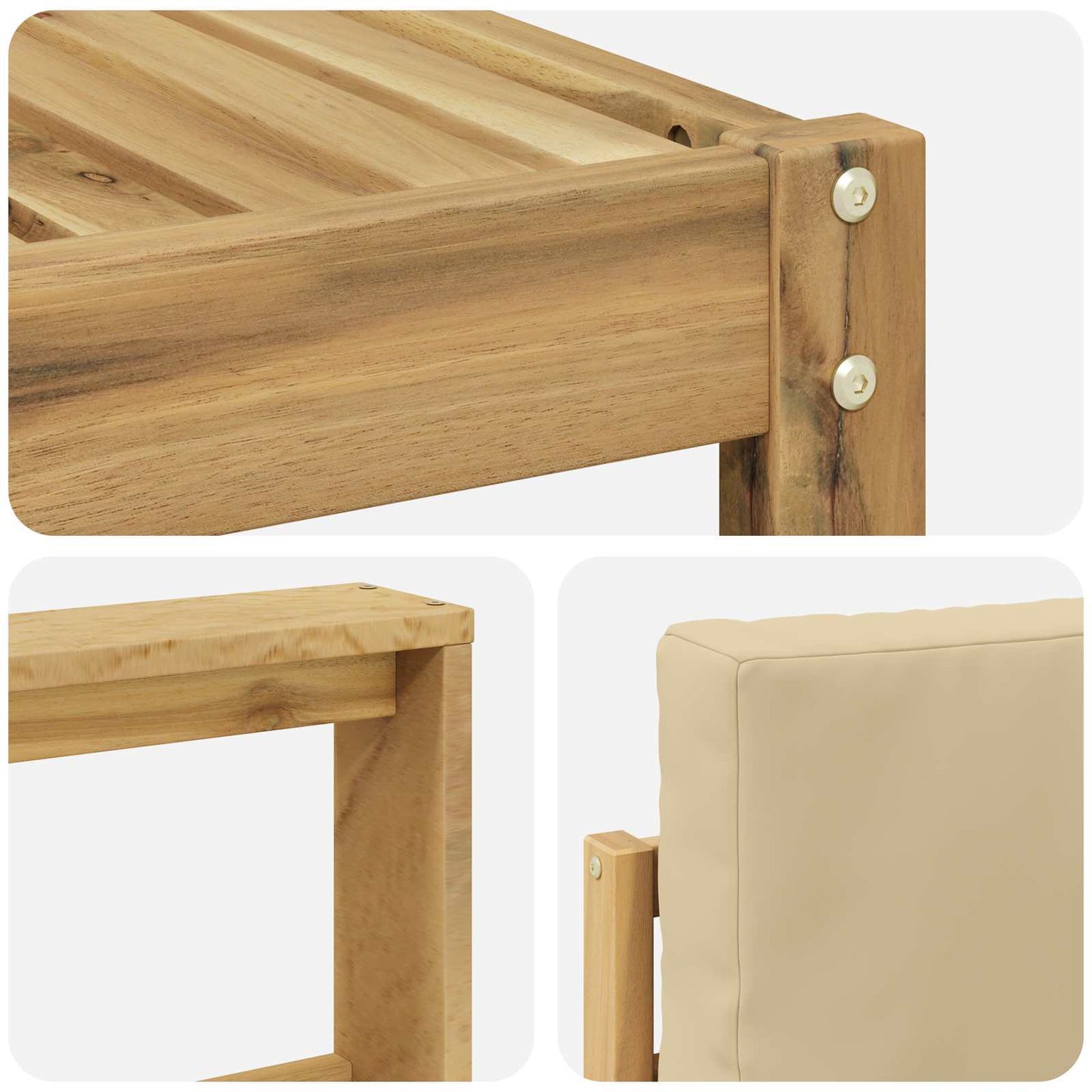Buiten bankenset met kussen 5 pcs Wit en Beige is nu te koop bij PeponiXL, paradijselijk wonen!