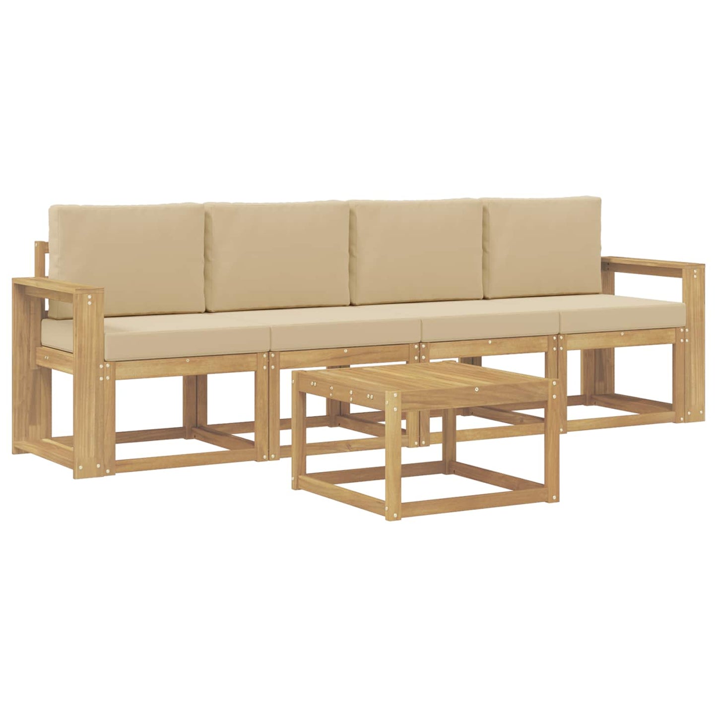 Buiten bankenset met kussen 5 pcs Wit en Beige is nu te koop bij PeponiXL, paradijselijk wonen!
