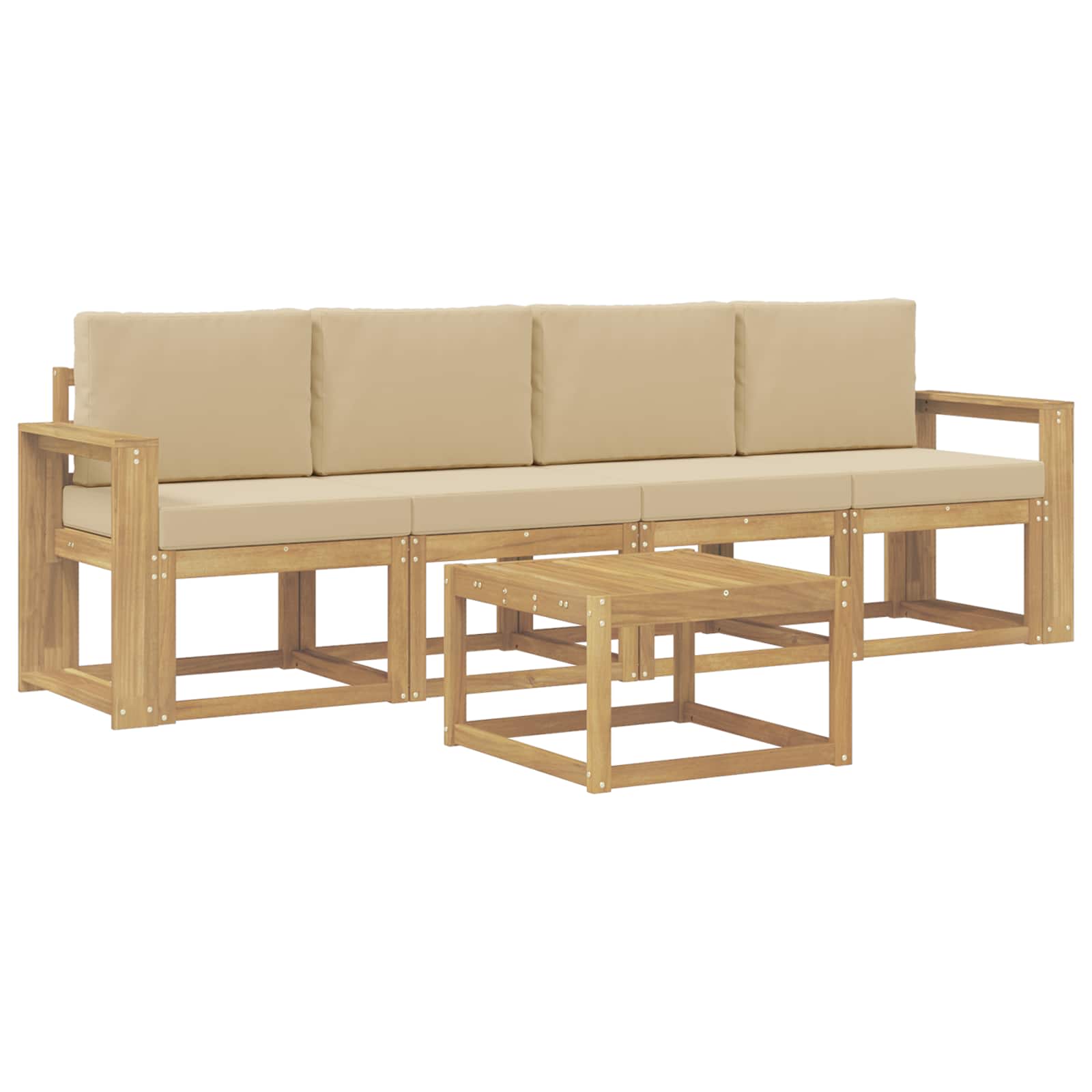 Buiten bankenset met kussen 5 pcs Wit en Beige is nu te koop bij PeponiXL, paradijselijk wonen!