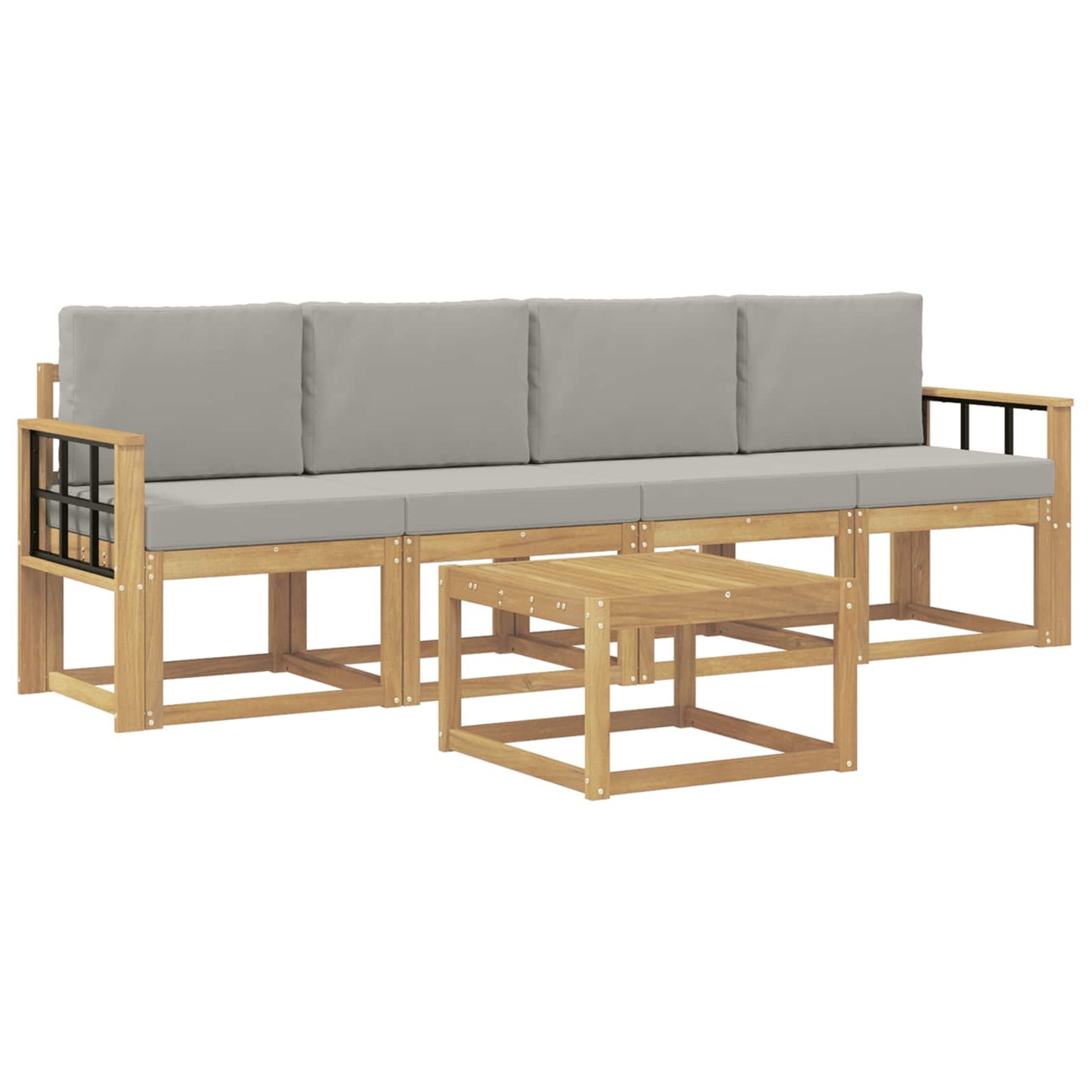 Buiten bankenset 5 pcs Wit en Lichtgrijs 59 x 59 x 37 cm
