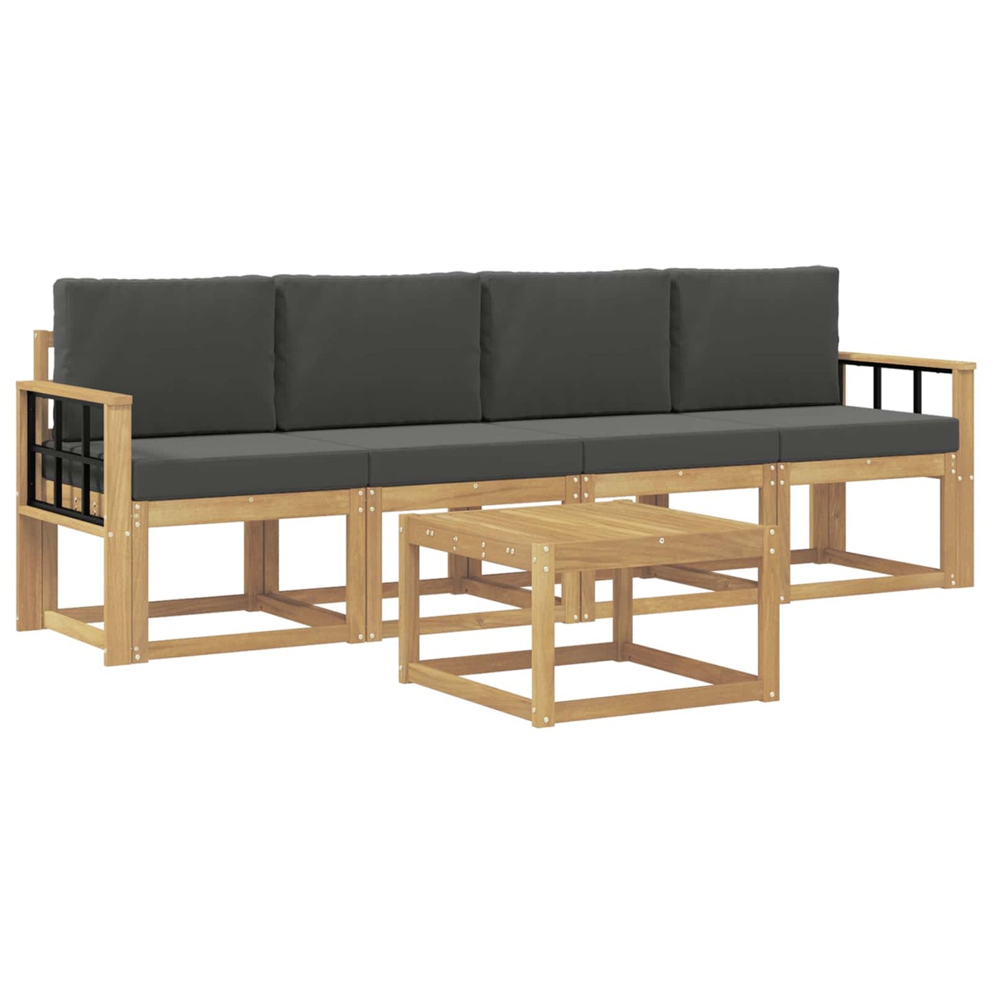 Buiten bankenset met kussen 5 pcs Wit en antracietkleurig is nu te koop bij PeponiXL, paradijselijk wonen!