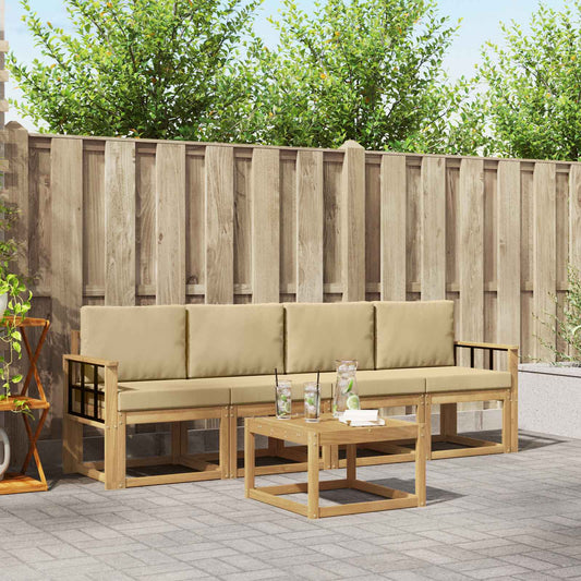Buiten bankenset met kussen 5 pcs Wit en Beige is nu te koop bij PeponiXL, paradijselijk wonen!