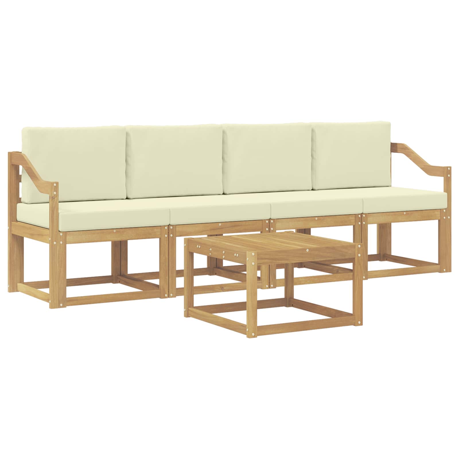 Buiten bankenset met kussen 5 pcs Wit en crèmekleurig is nu te koop bij PeponiXL, paradijselijk wonen!