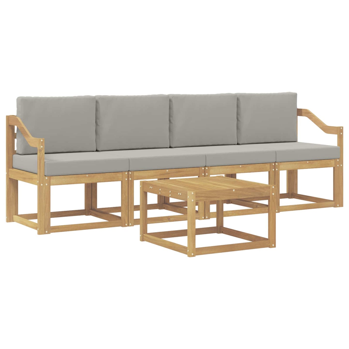 Buiten bankenset 5 pcs Wit en Lichtgrijs 59 x 59 x 37 cm