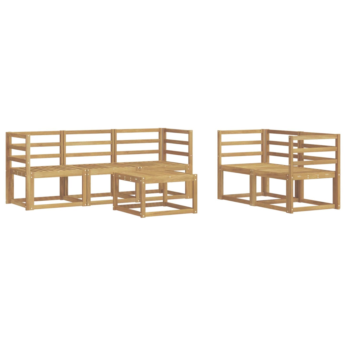 Buiten bankenset 6 pcs Wit 59 x 59 x 37 cm Massief Acaciahout