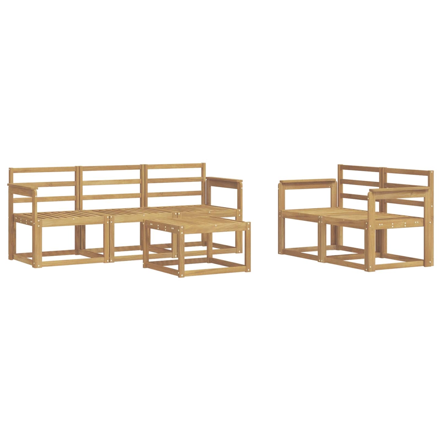 Buiten bankenset 6 pcs Wit 59 x 59 x 37 cm Massief Acaciahout