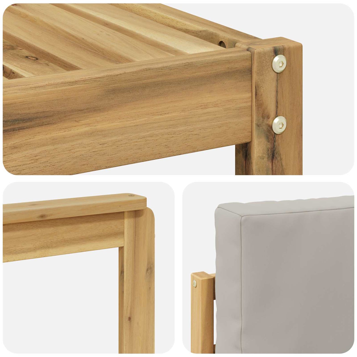 Buiten bankenset 6 pcs Wit en Lichtgrijs 59 x 59 x 37 cm