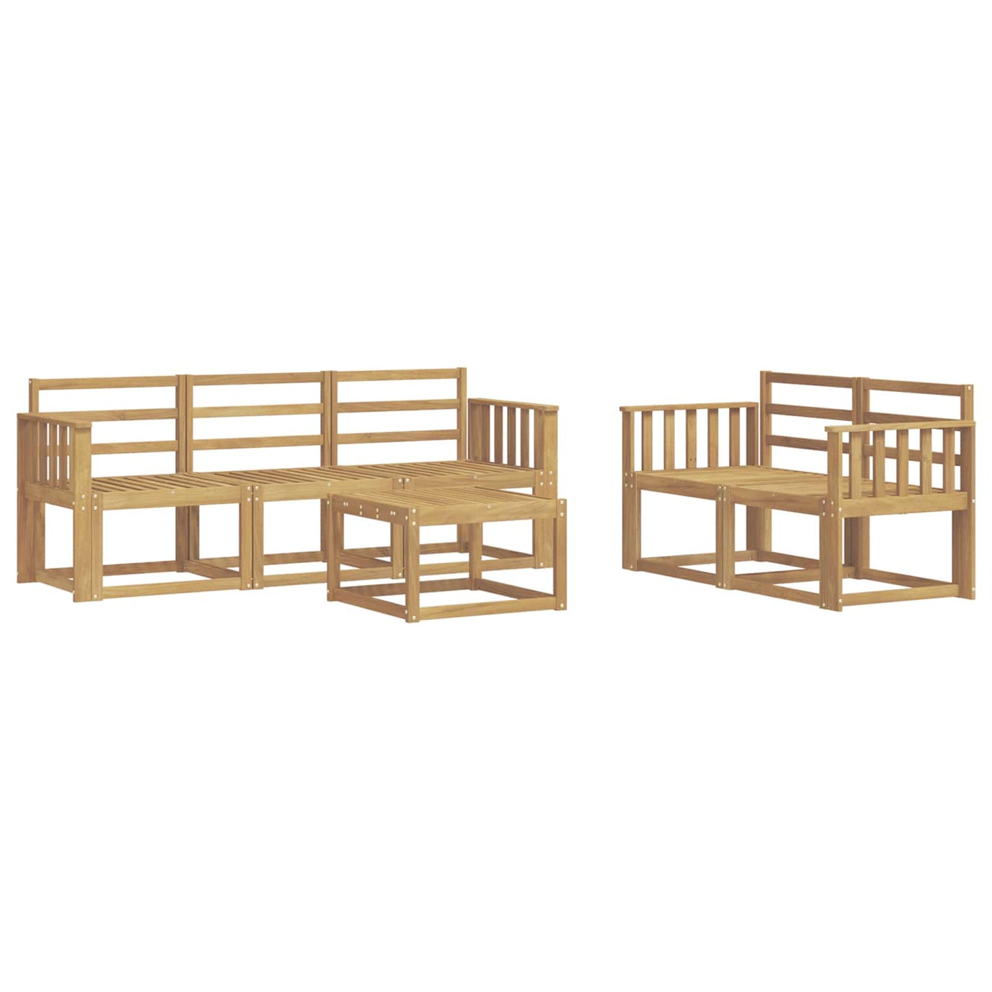 Buiten bankenset 6 pcs Wit 59 x 59 x 37 cm Massief Acaciahout