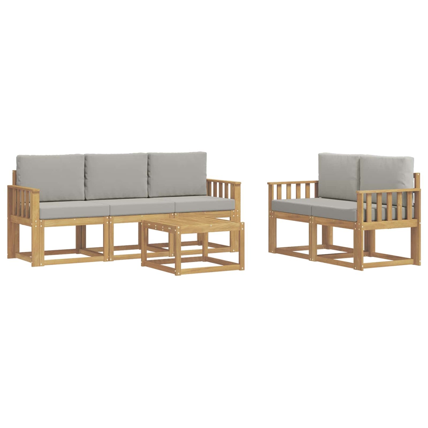 Buiten bankenset 6 pcs Wit en Lichtgrijs 59 x 59 x 37 cm