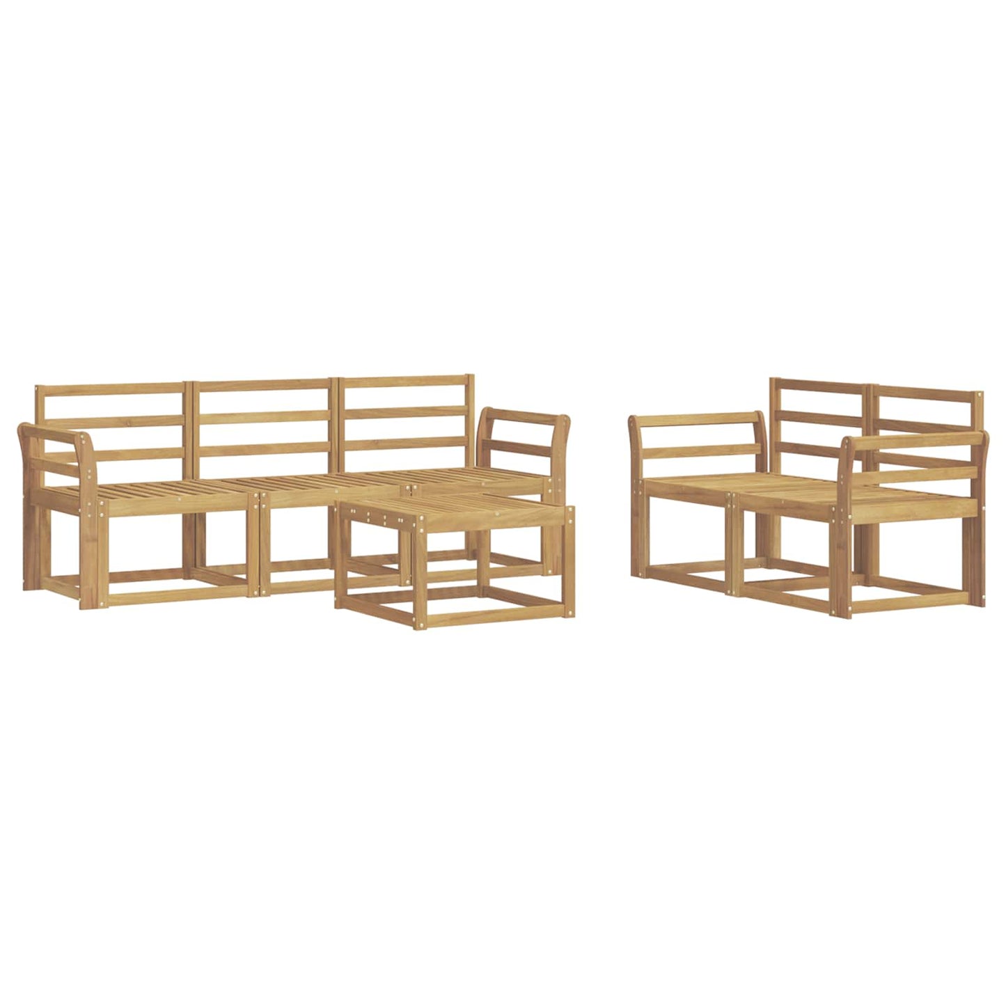Buiten bankenset 6 pcs Wit 59 x 59 x 37 cm Massief Acaciahout