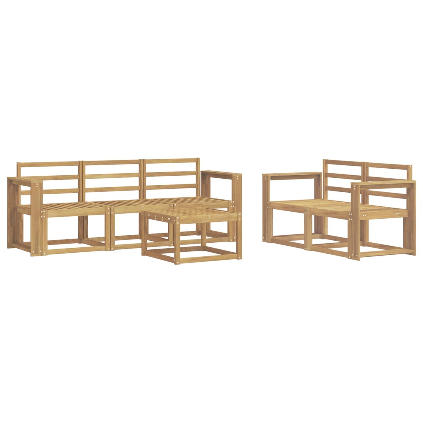Buiten bankenset 6 pcs Wit 59 x 59 x 37 cm Massief Acaciahout