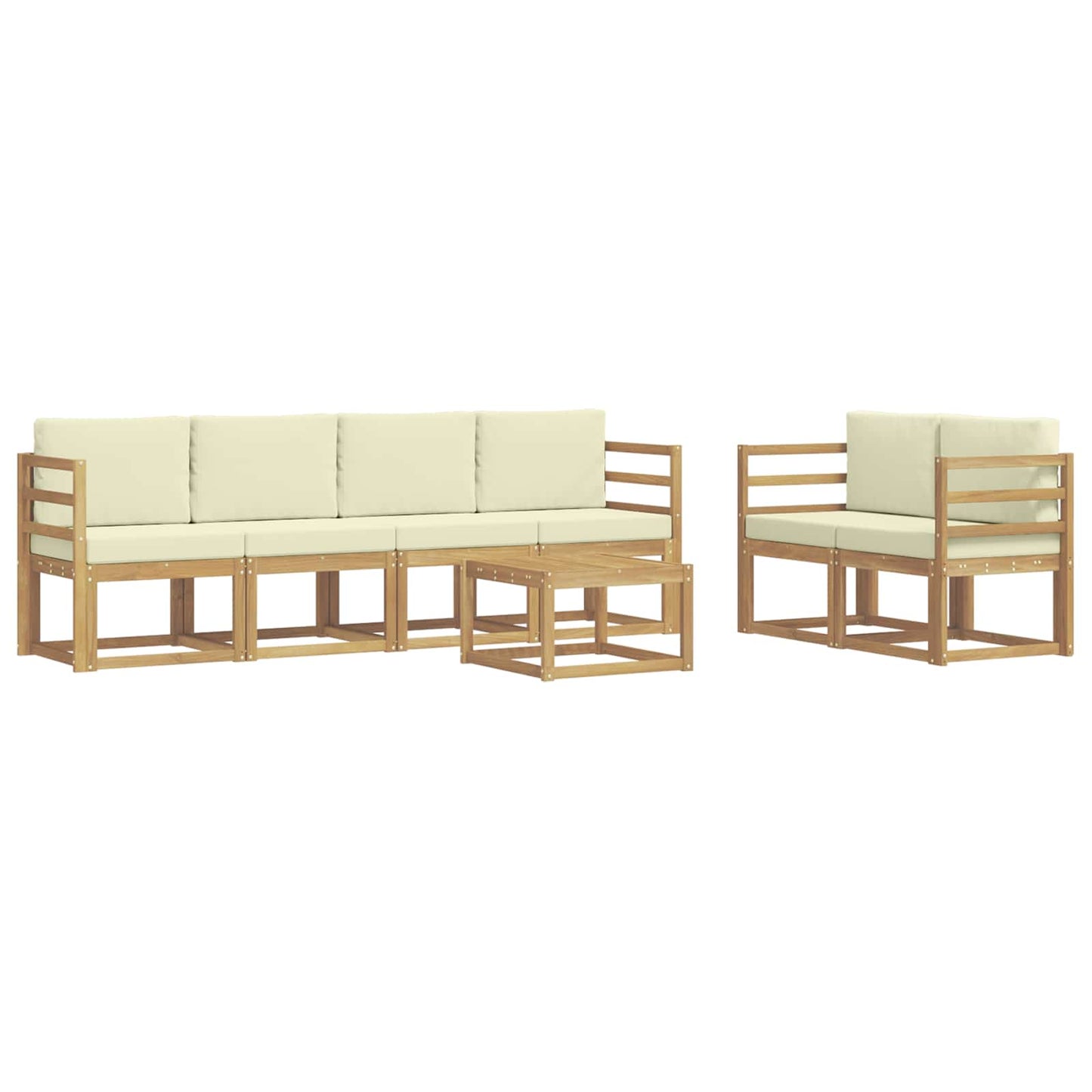 Buiten bankenset met kussen 7 pcs Wit en crèmekleurig is nu te koop bij PeponiXL, paradijselijk wonen!