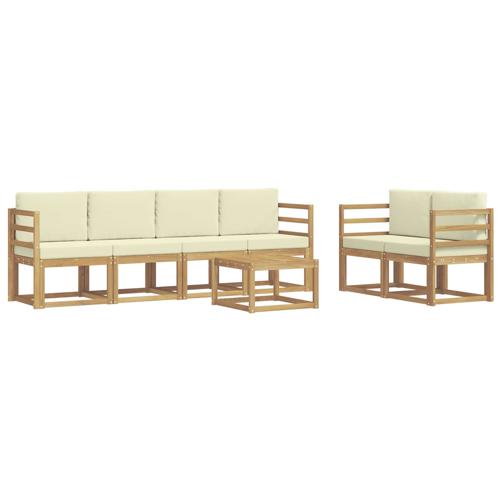 Buiten bankenset met kussen 7 pcs Wit en crèmekleurig is nu te koop bij PeponiXL, paradijselijk wonen!