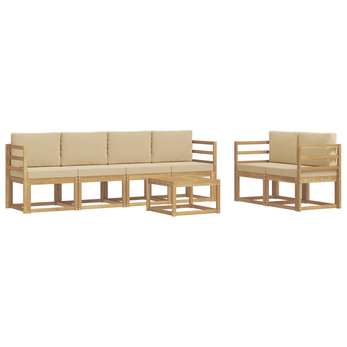 Buiten bankenset met kussen 7 pcs Wit en Beige is nu te koop bij PeponiXL, paradijselijk wonen!