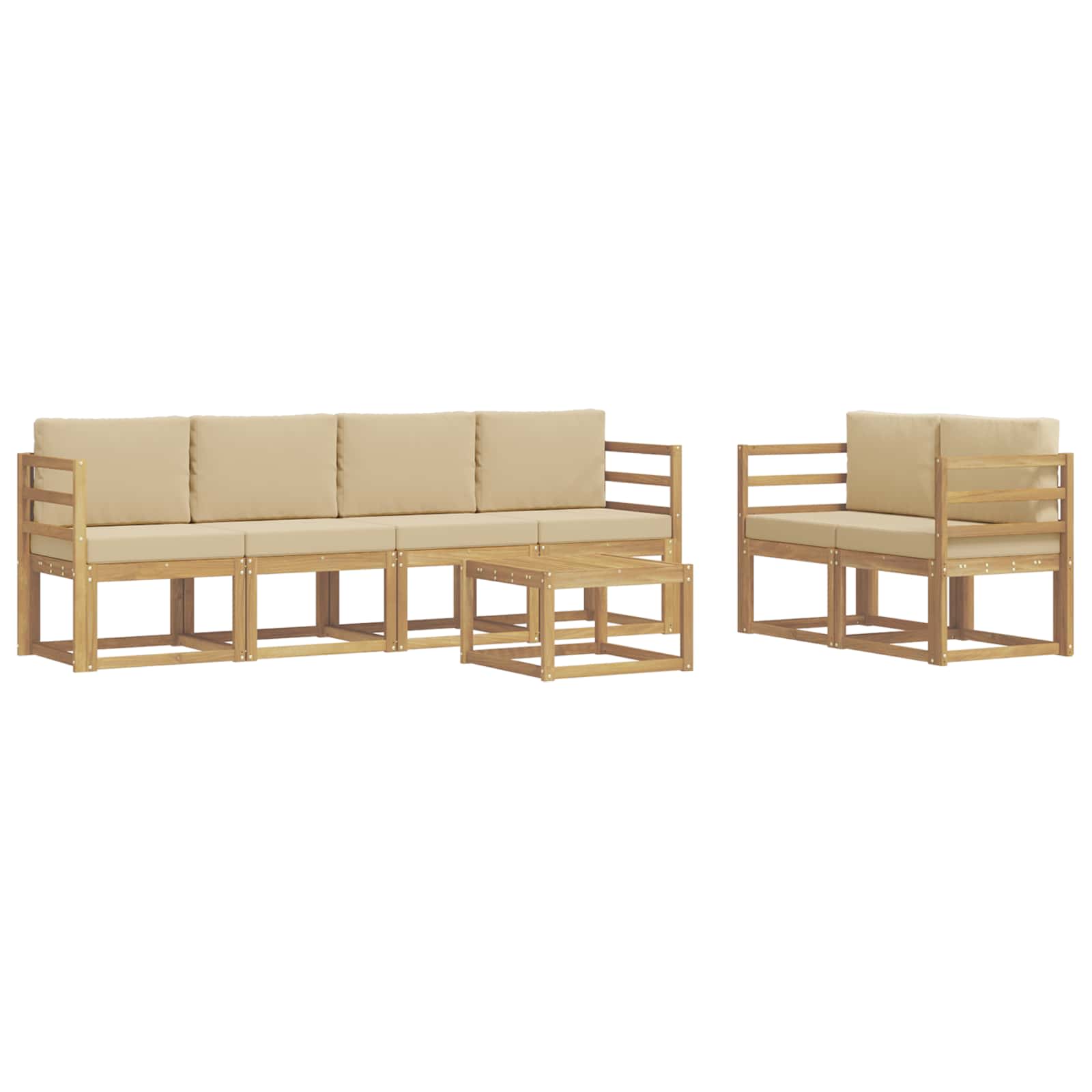 Buiten bankenset met kussen 7 pcs Wit en Beige is nu te koop bij PeponiXL, paradijselijk wonen!