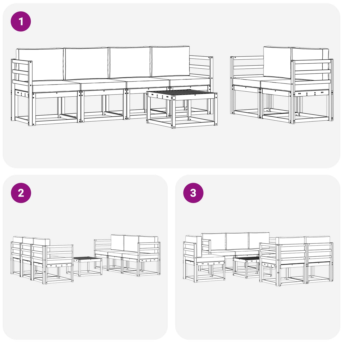 Buiten bankenset met kussen 7 pcs Wit en Beige is nu te koop bij PeponiXL, paradijselijk wonen!