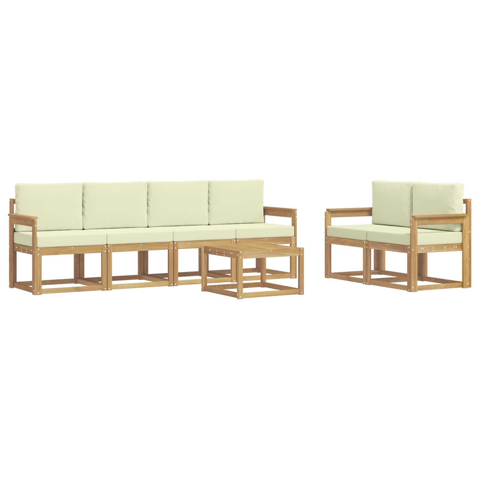 Buiten bankenset met kussen 7 pcs Wit en crèmekleurig is nu te koop bij PeponiXL, paradijselijk wonen!