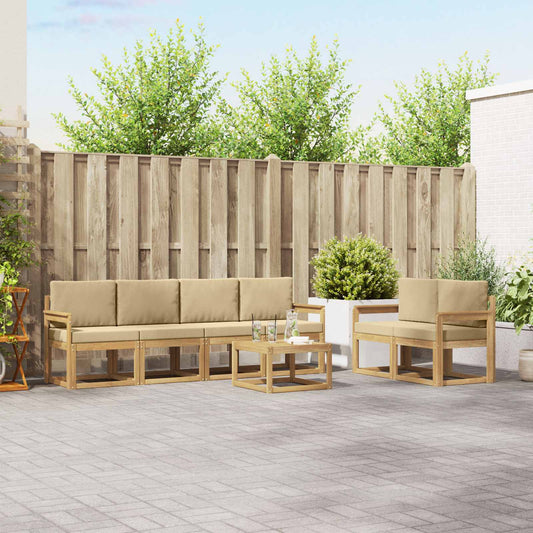 Buiten bankenset met kussen 7 pcs Wit en Beige is nu te koop bij PeponiXL, paradijselijk wonen!