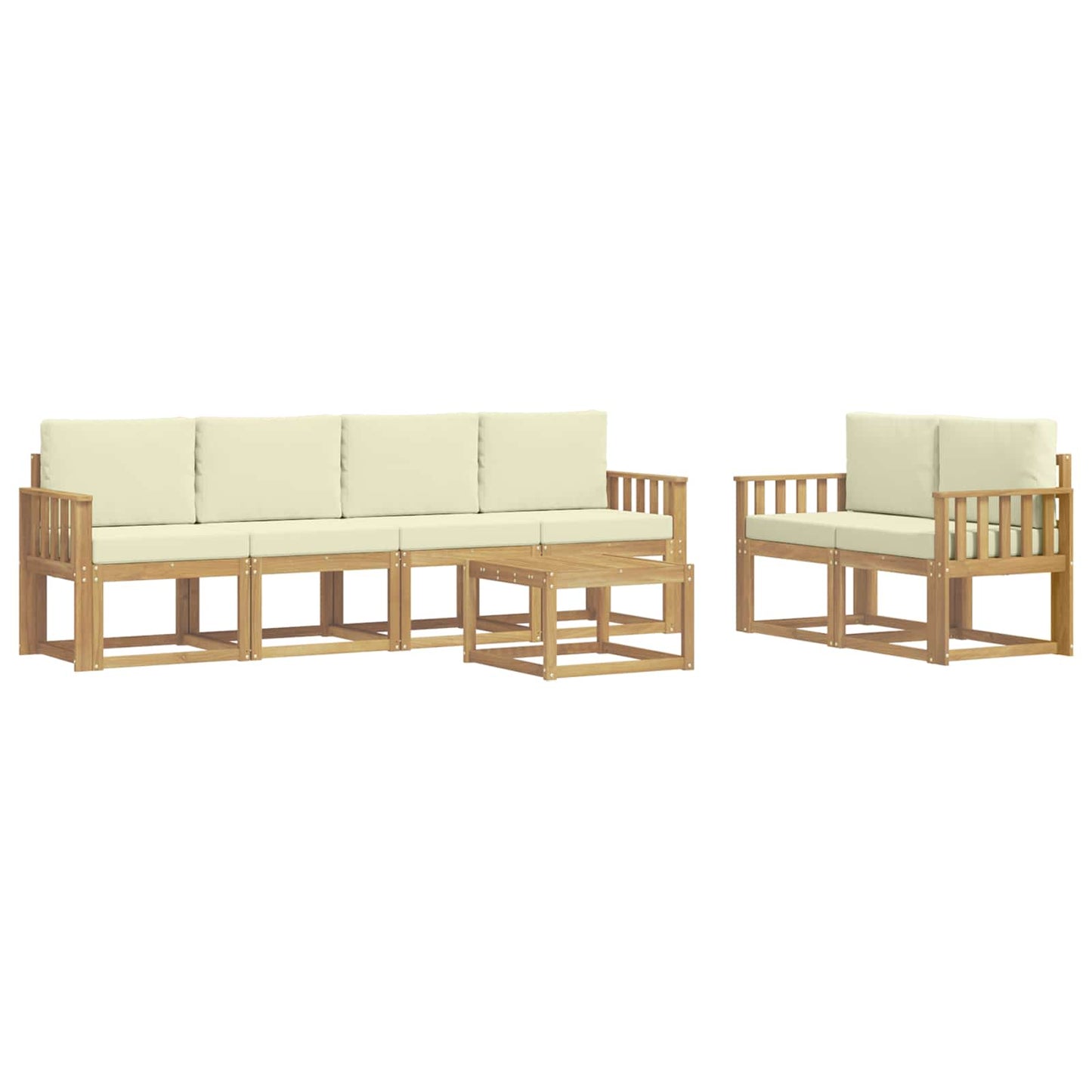 Buiten bankenset met kussen 7 pcs Wit en crèmekleurig is nu te koop bij PeponiXL, paradijselijk wonen!