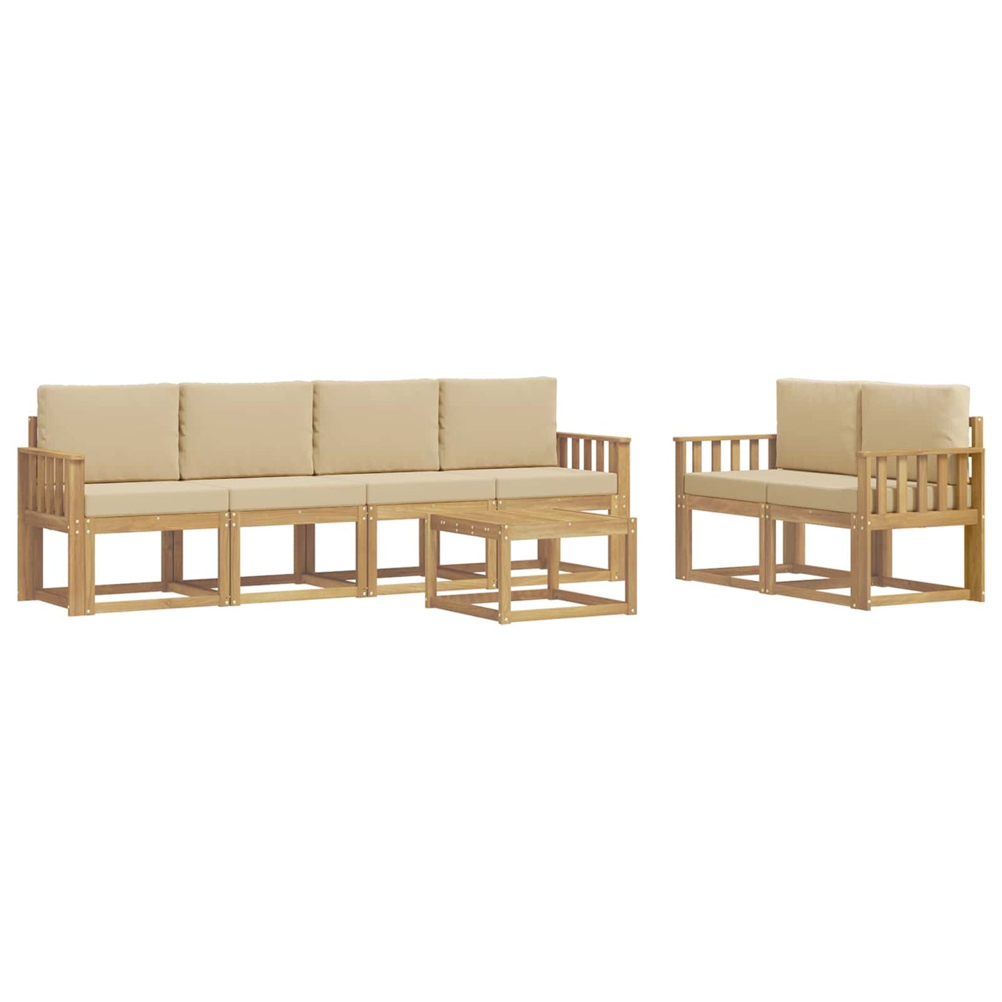 Buiten bankenset met kussen 7 pcs Wit en Beige is nu te koop bij PeponiXL, paradijselijk wonen!