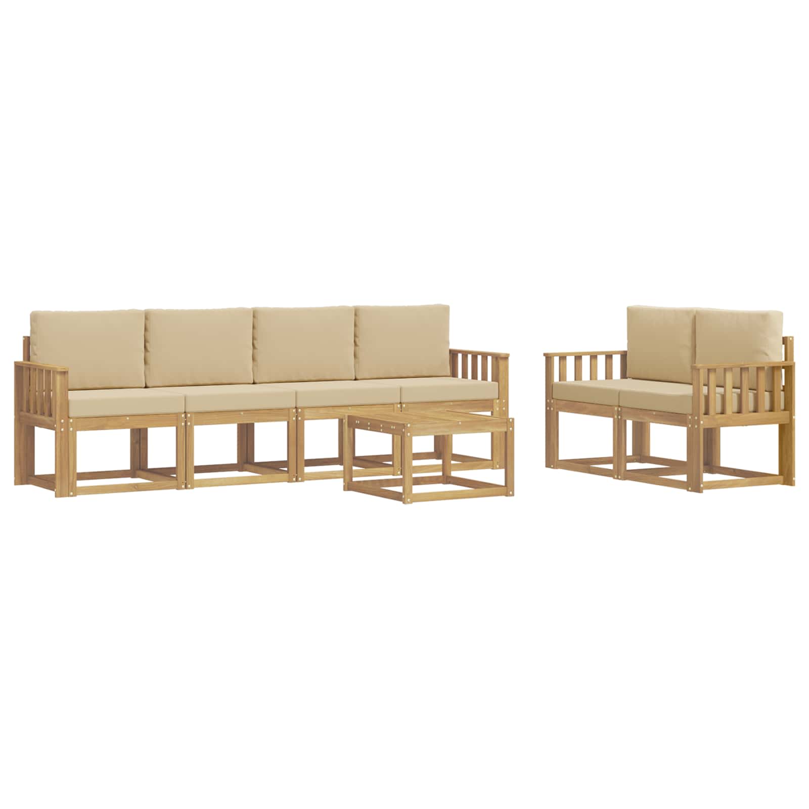 Buiten bankenset met kussen 7 pcs Wit en Beige is nu te koop bij PeponiXL, paradijselijk wonen!