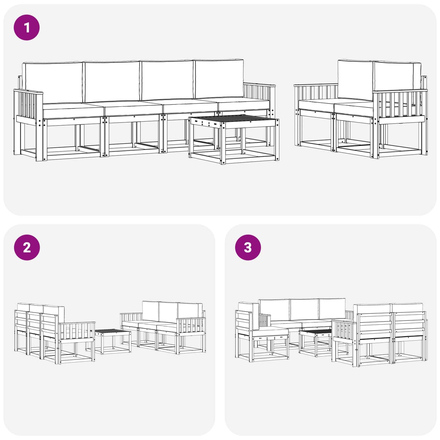 Buiten bankenset met kussen 7 pcs Wit en Beige is nu te koop bij PeponiXL, paradijselijk wonen!