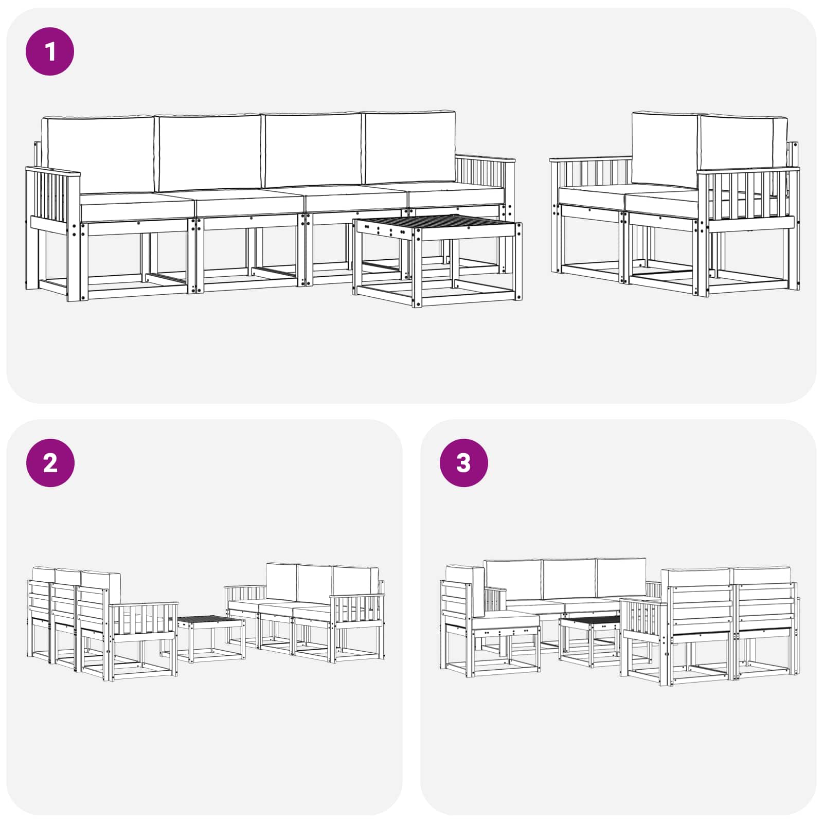 Buiten bankenset met kussen 7 pcs Wit en Beige is nu te koop bij PeponiXL, paradijselijk wonen!