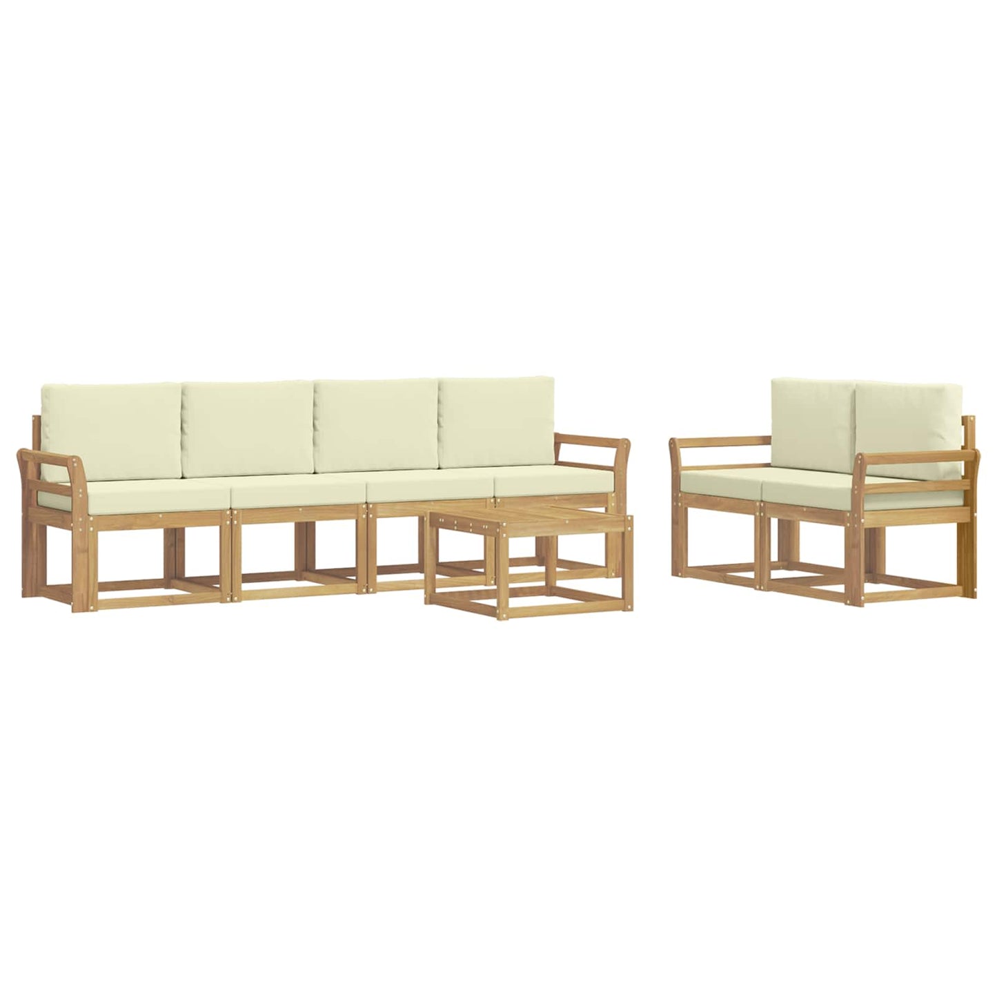 Buiten bankenset met kussen 7 pcs Wit en crèmekleurig is nu te koop bij PeponiXL, paradijselijk wonen!