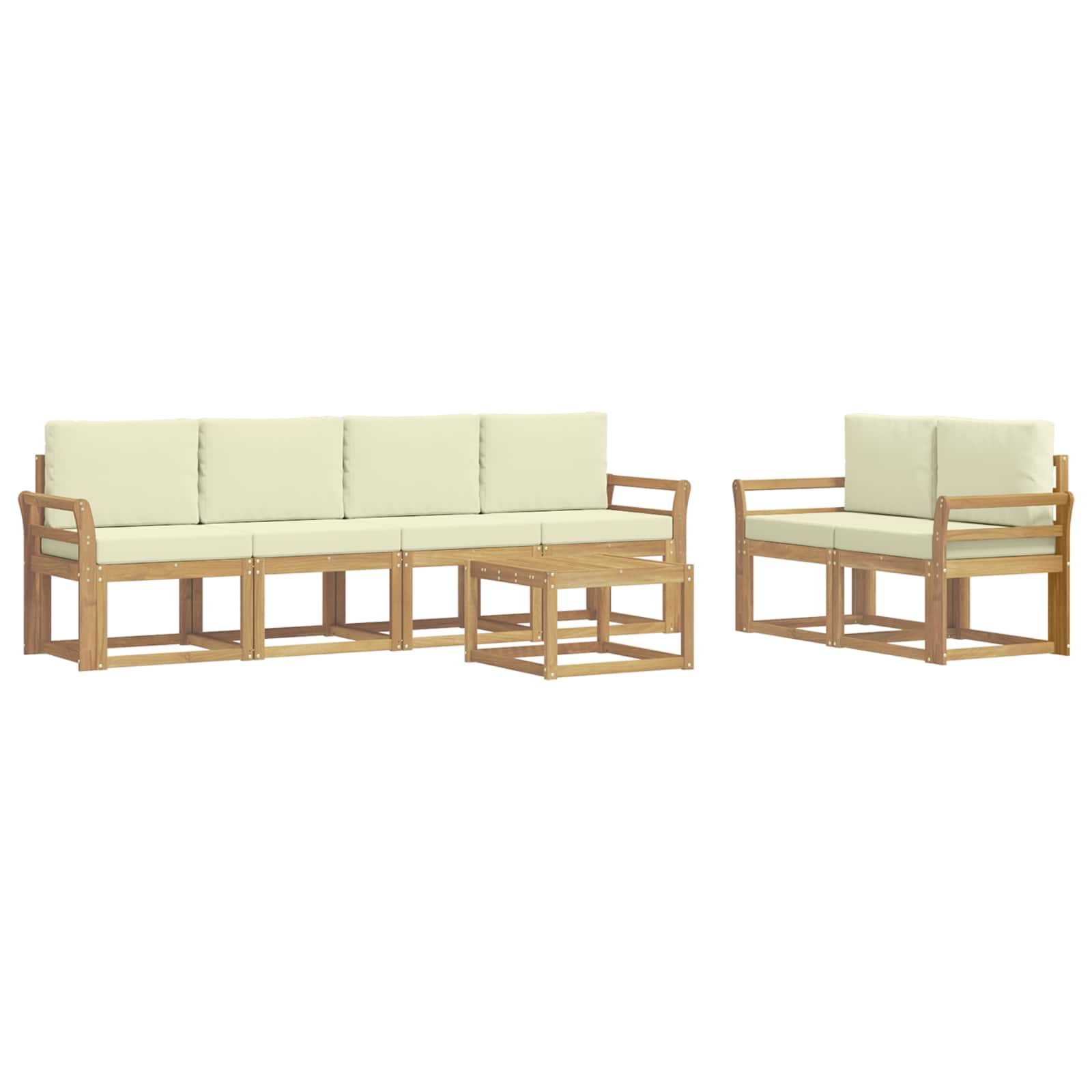 Buiten bankenset met kussen 7 pcs Wit en crèmekleurig is nu te koop bij PeponiXL, paradijselijk wonen!