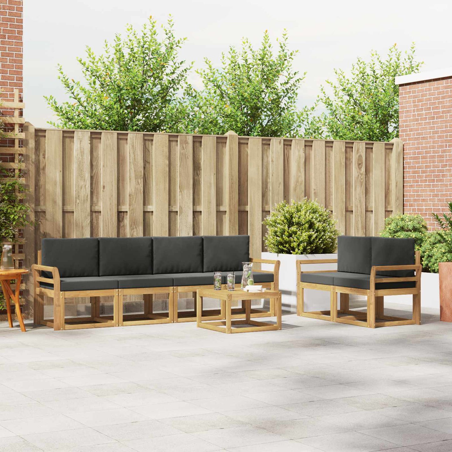 Buiten bankenset met kussen 7 pcs Wit en antracietkleurig is nu te koop bij PeponiXL, paradijselijk wonen!