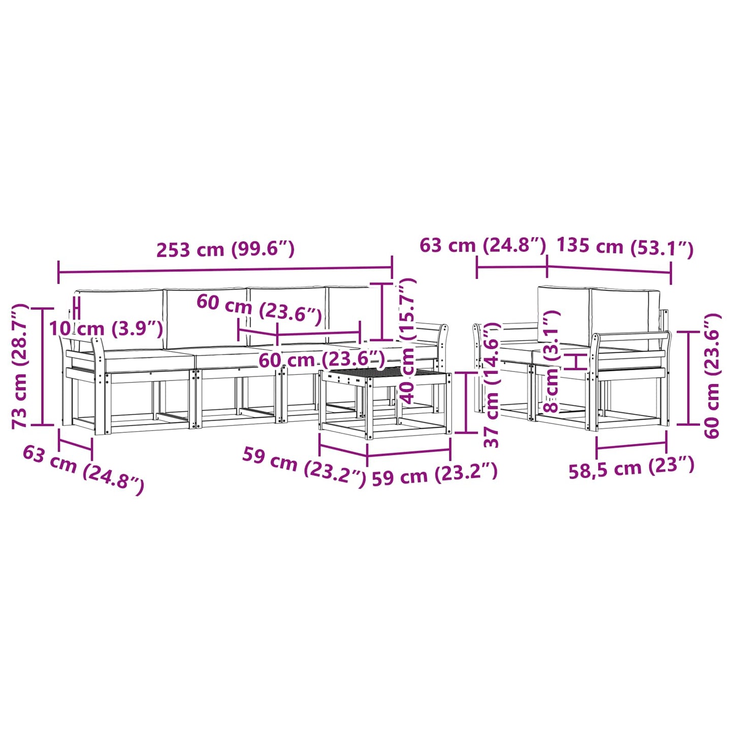 Buiten bankenset met kussen 7 pcs Wit en antracietkleurig is nu te koop bij PeponiXL, paradijselijk wonen!