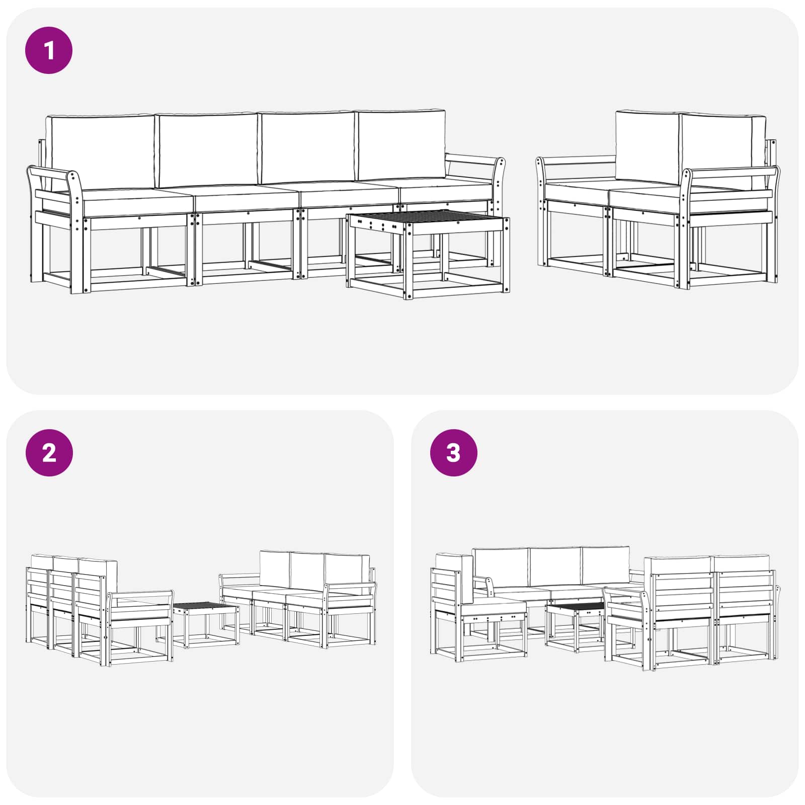 Buiten bankenset met kussen 7 pcs Wit en antracietkleurig is nu te koop bij PeponiXL, paradijselijk wonen!