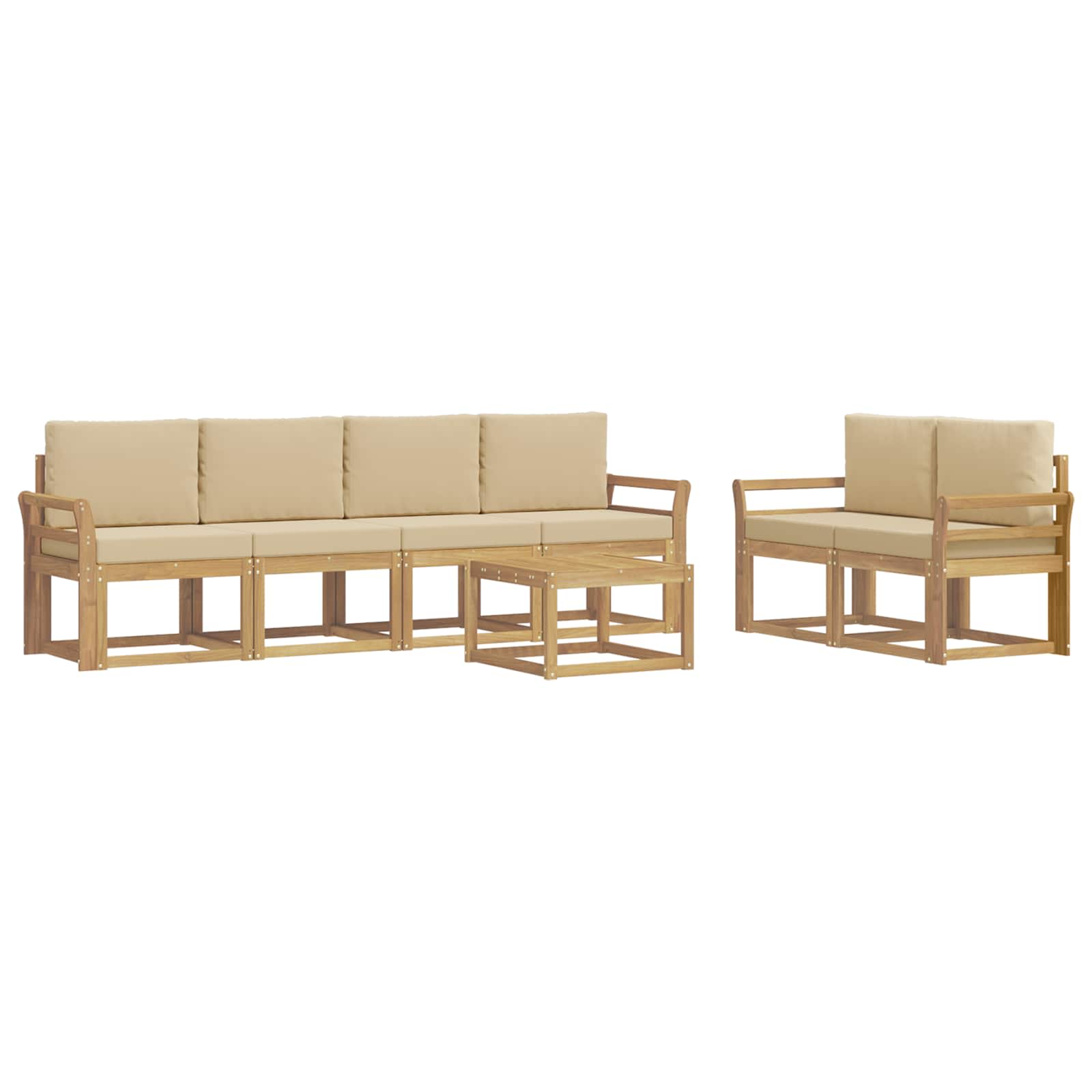 Buiten bankenset met kussen 7 pcs Wit en Beige is nu te koop bij PeponiXL, paradijselijk wonen!