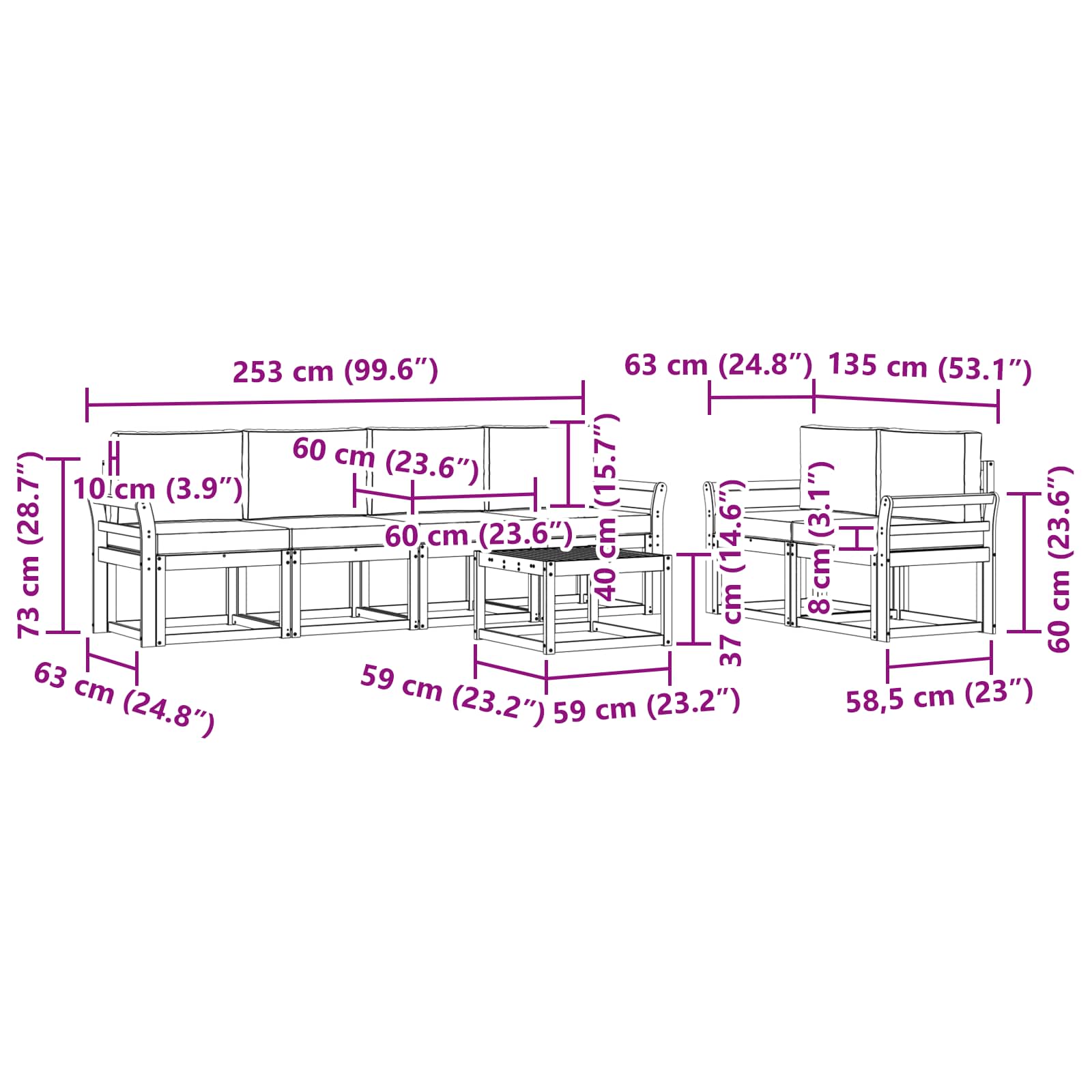 Buiten bankenset met kussen 7 pcs Wit en Beige is nu te koop bij PeponiXL, paradijselijk wonen!
