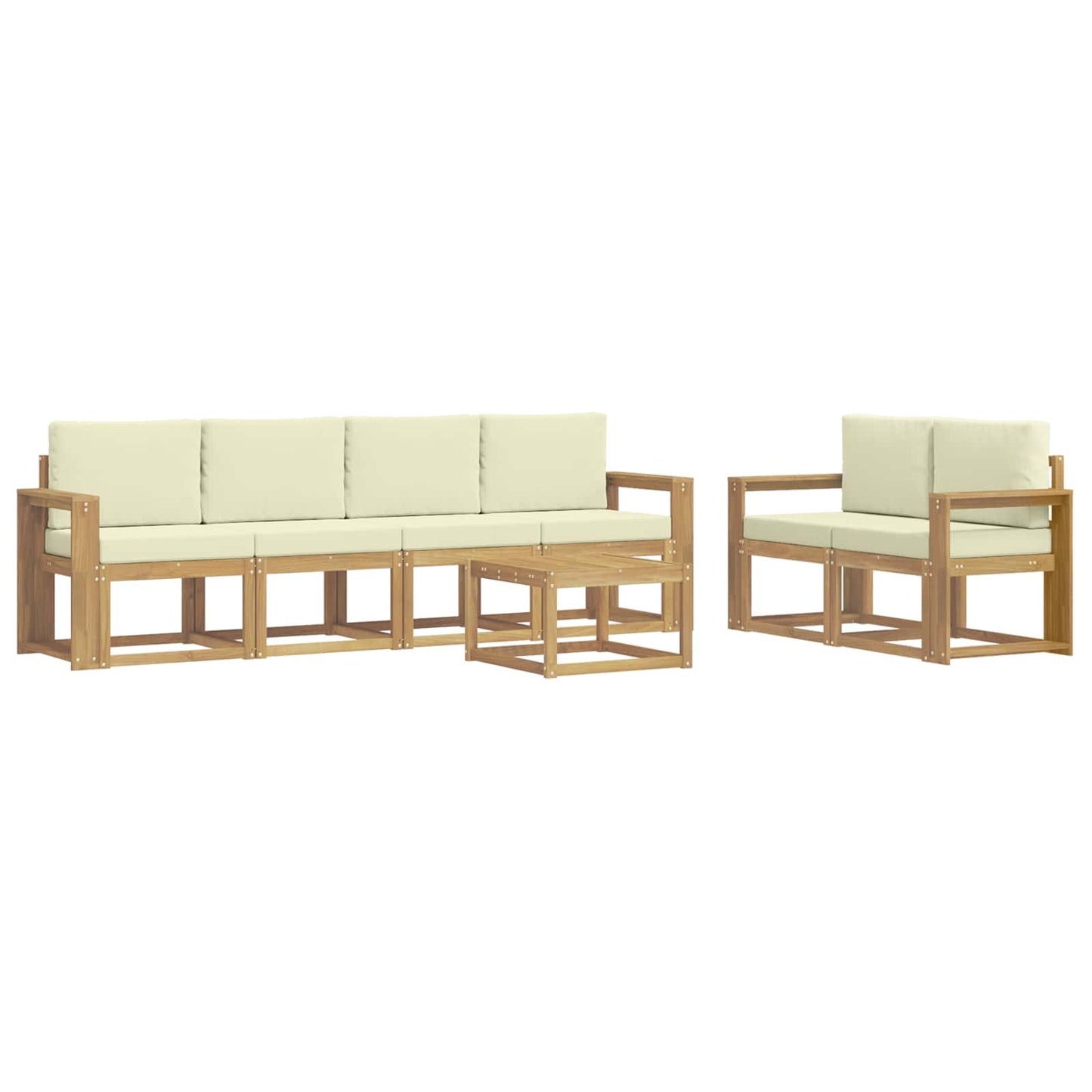 Buiten bankenset met kussen 7 pcs Wit en crèmekleurig is nu te koop bij PeponiXL, paradijselijk wonen!