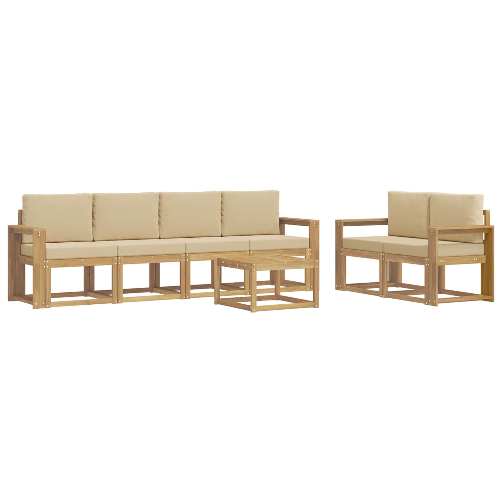 Buiten bankenset met kussen 7 pcs Wit en Beige is nu te koop bij PeponiXL, paradijselijk wonen!